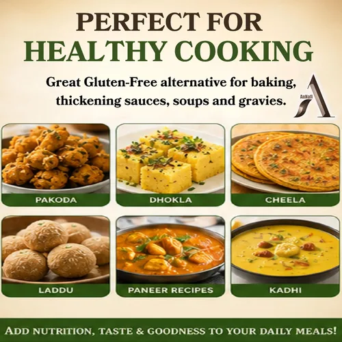 Vista 5 de AnNafi® Besan Harina Harina de garbanzo/garbanzo indio Natural orgánico alto en proteínas, vegano, sin gluten, sin OMG, Kadalai Paruppu/Garbanzo