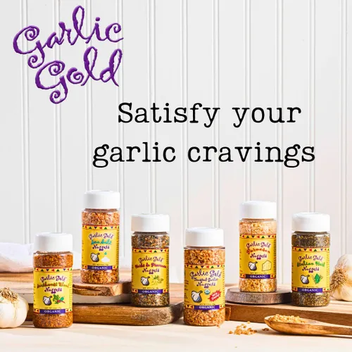 Vista 7 de Garlic Gold Aceite de oliva virgen extra infundido con ajo, certificado orgánico USDA premium, bajo FODMAP, prensado en frío (8.44 onzas líquidas)