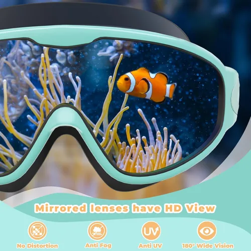 Vista 3 de Keary - Paquete de 2 gafas de natación para niños de 3 a 15 años, protección ultravioleta, antivaho, para piscina, agua, para niños, niñas, jóvenes