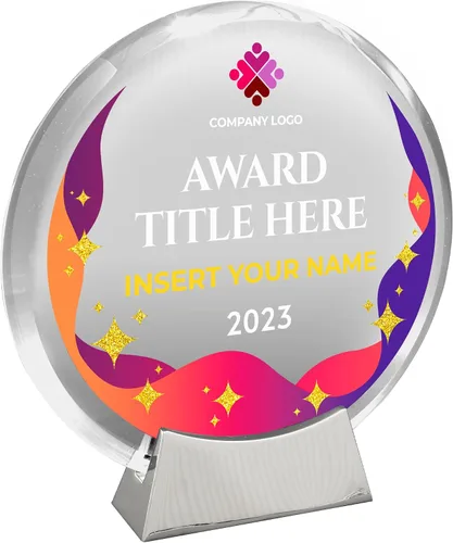 Vista 13 de Basic Fundamentals Placa redonda de cristal de platino personalizada, placa como premios y trofeos, placas para empleados de jubilación del mes