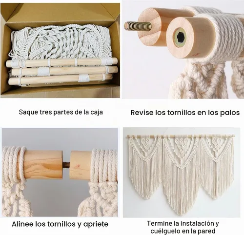 Vista 6 de Achart Colgante de Macramé para Pared Grande- Decoración de Pared Boho- Arte de Pared Grande- Decoración de Pared para Sala de Estar- Tapiz