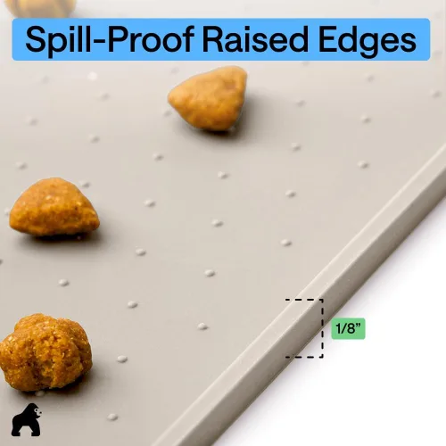 Vista 7 de GORILLA GRIP Alfombrilla para mascotas 100% impermeable con bordes elevados de silicona sin BPA, alfombrillas para comida de gatos y perros que Menta