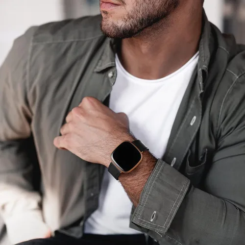 Vista 8 de Maledan Paquete de 2 correas de cuero de grano compatibles con Fitbit Versa 3 y Fitbit Sense Smartwatch
