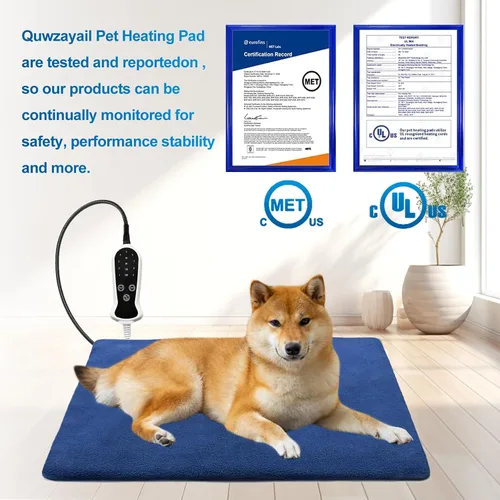 Vista 3 de Almohadilla térmica para mascotas para perro, 9 ajustes de tiempo y tubo protector de metal, añade calentamiento de cuerda de alambre, viene