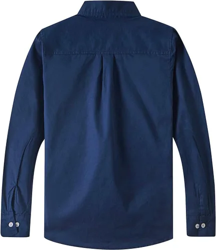Vista 2 de Spring&Gege Camisa de vestir tejida de manga larga para niño, uniforme escolar formal, camisa con botones