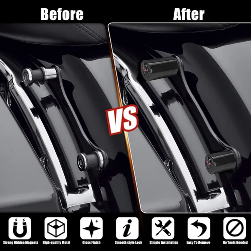 Vista 2 de Kit de cubiertas de hardware de acoplamiento desmontables compatible con Harley Touring Street Glide, Electra Glide, Road Glide, Road King 2009-2025
