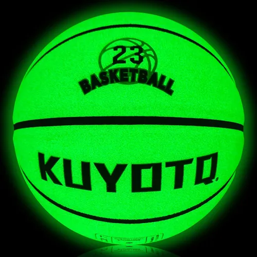 Vista 8 de KUYOTQ Glow in The Dark Glowing Basketball Composite Leather Luminous Size 7 Basketball 29.5" Gift for Men Women in&Outdoor Night Game(Deflated)