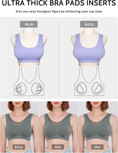 Vista 2 de FOOT OF THE TREE Super Thick Bra Pads Inserts 3 Pairs Removable Breast Enhancers Push Up Bra Cups Paddings