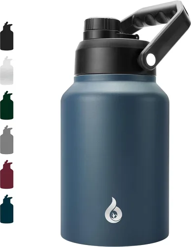 Vista 25 de BJPKPK Botella de agua aislada de un galón (128 onzas), de acero inoxidable, apta para lavavajillas, jarra sin BPA con mango ergonómico y parte