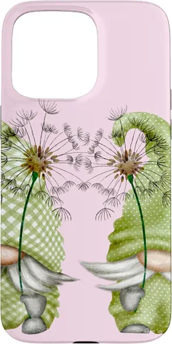 Vista 28 de Gnomos de primavera de diente de león para iPhone 16 para mujeres y divertido estuche de jardinero
