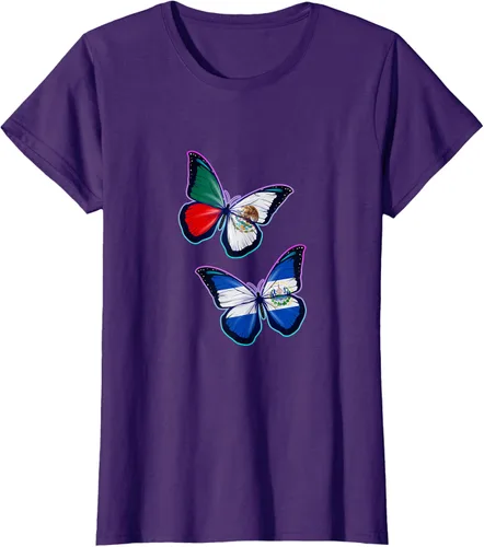 Vista 7 de Raíces biculturales de El Salvador y México. Versión mariposa Camiseta, Negro