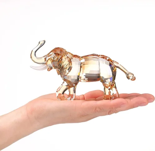 Vista 4 de DOJOZ Colección de figuras de elefante de la suerte de cristal, estatua de animales, coleccionable, decoración para el hogar (azul)