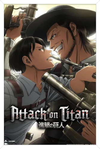 Vista 12 de Attack on Titan: Season 3 - Póster de pared de estancamiento, 22.4 pulgadas de largo x 14.7 pulgadas, versión enmarcada en madera de granero