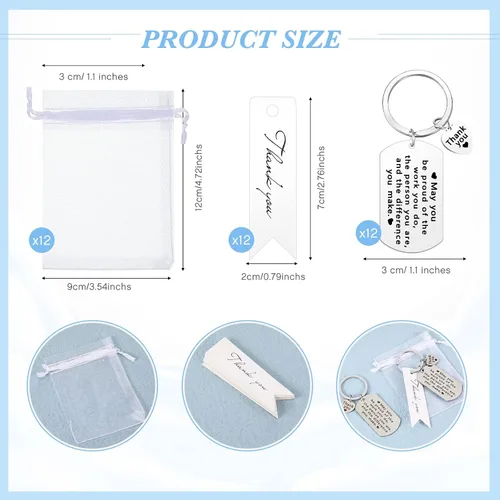 Vista 2 de Yinkin 36 piezas de regalos de agradecimiento a los empleados a granel para compañeros de trabajo, llaveros y bolsas de organza con tarjetas