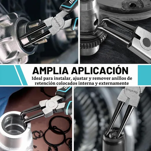 Vista 5 de DuraTech Juego de 4 piezas de alicates para anillos de retención, 7 pulgadas, kit de alicates para circlips internos y externos resistente