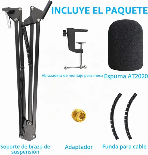 Vista 7 de Soporte de micrófono AT2020 con filtro pop compatible con Audio-Technica AT2020 AT2020USB+ AT2035 por YOUSHARES