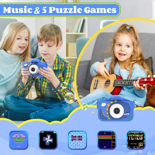 Vista 6 de Cámara para niños de 3 a 8 años para niñas y niños, cámara de 48MP con doble lente 1080P para niños pequeños, videocámara digital para niños