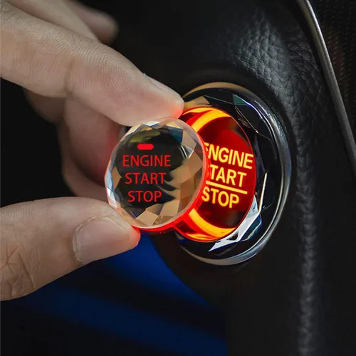 Vista 7 de Cubierta de botón de arranque/parada de encendido del motor del coche, adhesivo decorativo de anillo de botón de encendido del coche, cubierta