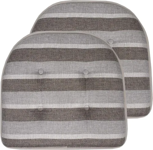 Vista 95 de Sweet Home Collection - Cojín de asiento de espuma viscoelástica y respaldo de caucho antideslizante con capitoné para silla, cojín en U, 17x16 Gris