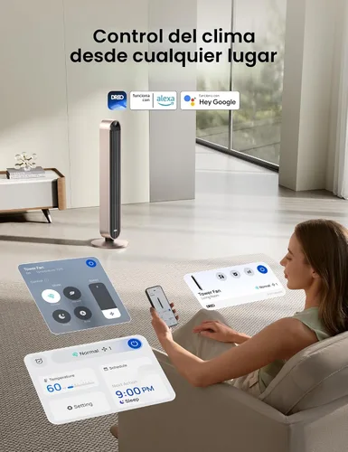 Vista 6 de Ventilador de torre inteligente Dreo con control de voz, ventilador oscilante de 120° compatible con Alexa/Google/App/control remoto, 42 pulgadas