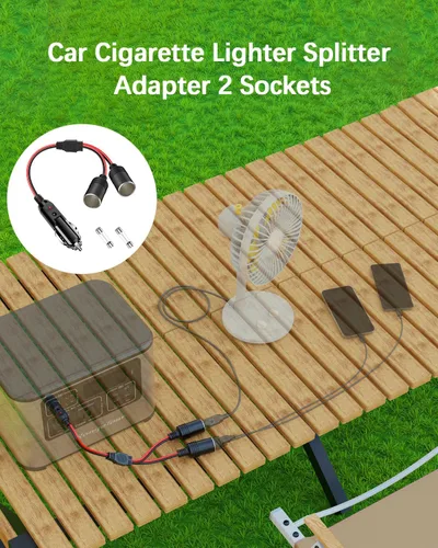 Vista 8 de Adaptador divisor de encendedor de cigarrillos para automóvil, 2 enchufes, cable de extensión de salida múltiple de 12 V-24 V, doble enchufe hembra