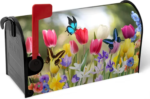 Vista 27 de Funda magnética para buzón patriótico de verano del 4 de julio, cubierta para buzón de bandera de Estados Unidos, diseño floral, Día