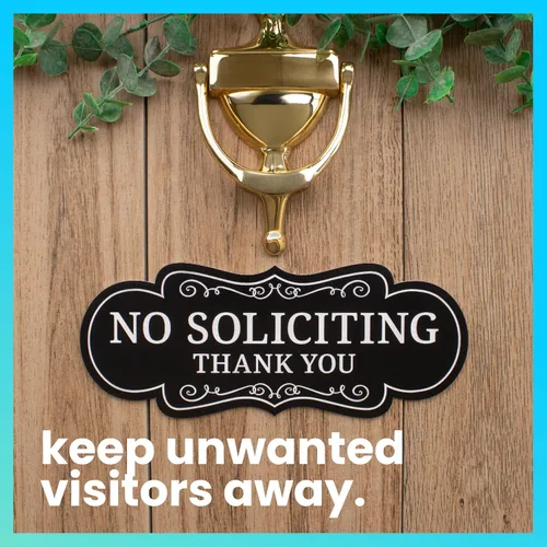 Vista 2 de ExcelMark Premium Letrero de «No Solicitar» para la Casa - Fabricado en los EE. UU. (Mediano - 7 cm x 17.8 cm, Negro con Letras Blancas)