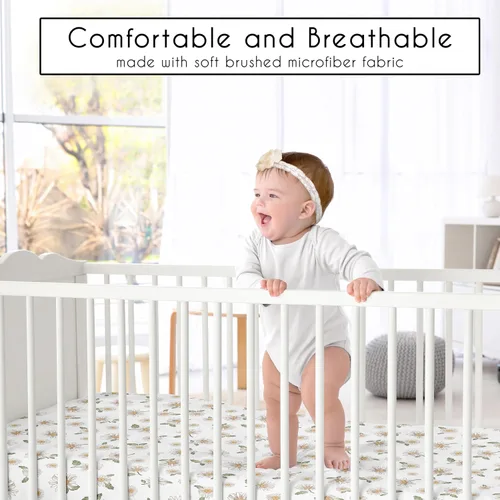 Vista 2 de Sweet Jojo Designs Sábanas bajeras para cuna (floral vintage de margaritas) para niñas, guardería infantil, habitación de niños pequeños