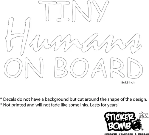 Vista 7 de Tiny Humans On Board - Calcomanía de Sticker Bomb Vinyl para automóvil, camión, computadora, en cualquier lugar, vinilo prémium para exteriores de 6