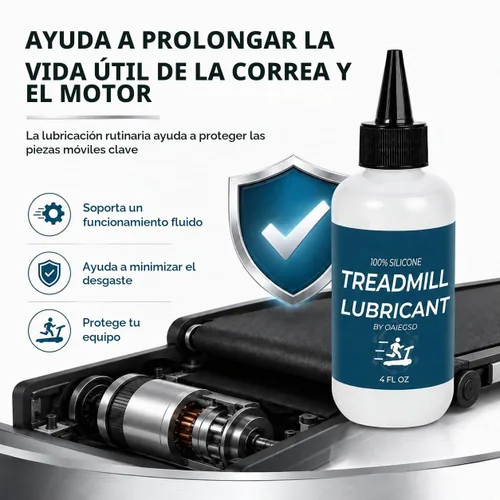 Vista 4 de Lubricante de cinta de correr 100% silicona para cinturón, lubricante de cinta de correr de 4 onzas, fácil de aplicar y adecuado para la mayoría