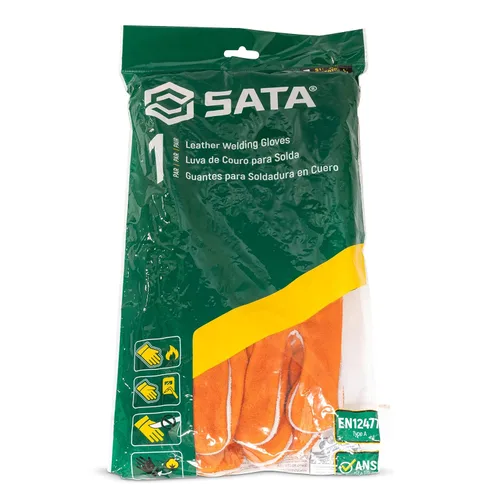 Vista 4 de SATA Guantes de soldadura de dedo recto - XL - STFS0106, naranja