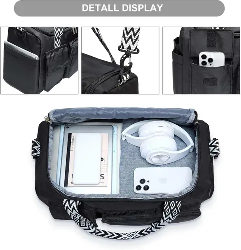 Vista 303 de Pequeña bolsa de gimnasio para mujer, bolsa de viaje con compartimento para zapatos