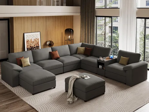 Vista 8 de EASE MOOSE Sofá modular seccional, sofá en forma de U para sala de estar Beige