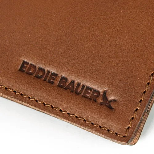 Vista 3 de Eddie Bauer Men's Rugged Leather Bifold Wallet Money Clip RFID Protection ID Window Genuine Leather EDC