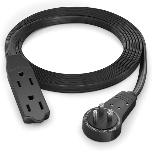 Vista 16 de Maximm - Cable de extensión de enchufe plano giratorio de 360°, 0.30 m, 16 AWG, múltiple, extensión de salida, cable con conexión a tierra, 3 Blanco