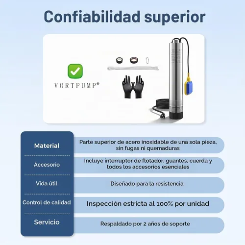 Vista 3 de Bomba sumergible de pozo profundo 1/2HP 4" para drenaje de tanques
