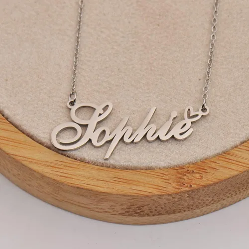 Vista 3 de HUAN XUN Collar personalizado con cualquier nombre para mujer en oro y plata