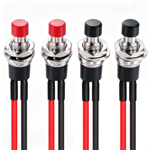 Vista 20 de Twidec /6 unids interruptor de botón momentáneo de 0.472 in agujero de montaje de 1/2 "encendido apagado mini redondo impermeable negro con cables