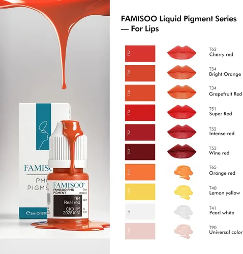 Vista 4 de PMU - Pigmento para labios 0.169 fl. oz/5 ml, tinta de tatuaje profesional para labios de larga duración, microblading, maquillaje permanente