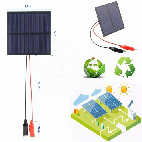 Vista 4 de 5 paneles solares pequeños, 1 W, 5 V, 200 mA, mini panel solar fotovoltaico de células solares con clip de alambre de 3.524 in x 3.524 in