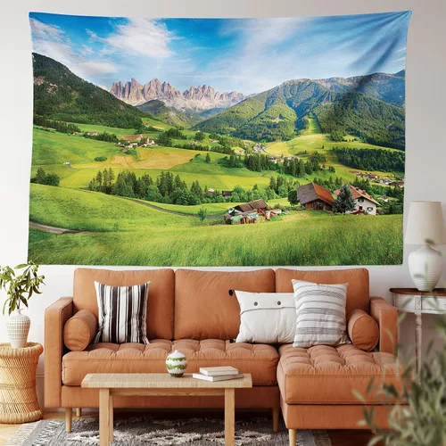 Vista 120 de Ambesonne Tapiz de hongos, atmósfera psicodélica, escena astral estrellada con motivos orientales trippy, decoración de tela para colgar en la pared