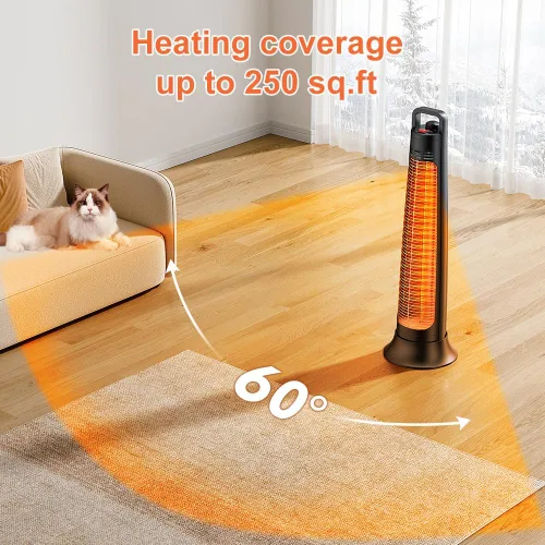 Vista 4 de FLOWBREEZE Calentador eléctrico para patio, calentador portátil para exteriores, 1200 W, calefacción instantánea 3S, calentador infrarrojo