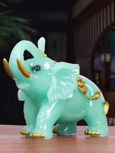 Vista 2 de Estatuas y figuras creativas de elefante Feng Shui, talladas a mano, adornos de decoración para decoración del hogar, arte moderno, bonita estatua