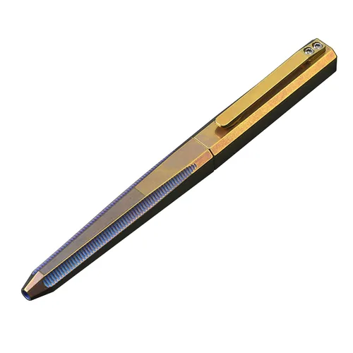 Vista 9 de Bolígrafo táctico tridimensional de titanio, bolígrafo Signature de 5 pulgadas, azul