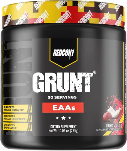 Vista 6 de REDCON1 Grunt EAAs, Cherry Lime, aminoácidos esenciales aptos para dieta cetogénica, sin azúcar, polvo para después del entrenamiento que contiene 9