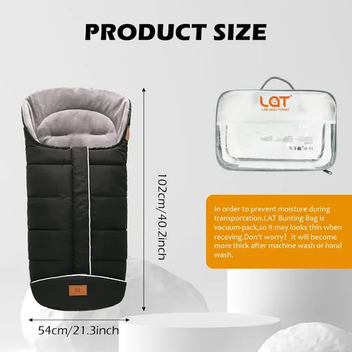 Vista 2 de LAT - Saco de dormir para bebé, cálido, universal, saco de dormir para cochecito para clima frío, saco impermeable para niños pequeños