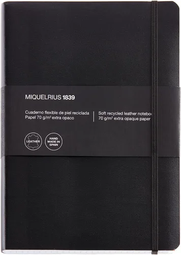Vista 10 de Basicos MR 10420 - Cuaderno A6 de piel flexible con 300 páginas con cuadrícula con índice - Viene con goma - Negro