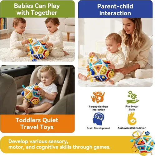Vista 5 de Juguete sensorial Montessori 22 en 1 para niños pequeños, juguete sensorial Montessori y aprendizaje de viaje para niños pequeños, juguete