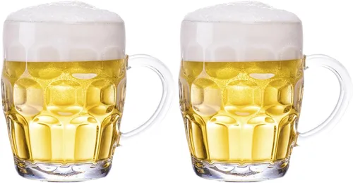 Vista 7 de Dimple Stein - Juego de tazas de cerveza de 10 onzas con asa, tazas de cerveza de vidrio, aptas para lavavajillas y congelador, transparentes