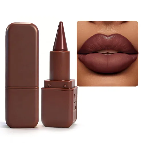 Vista 92 de BAISEN DIARY 2 en 1 doble punta mate delineador de labios y brillo de labios, lápiz combinado de labios marrón nude degradado, delineador de labios